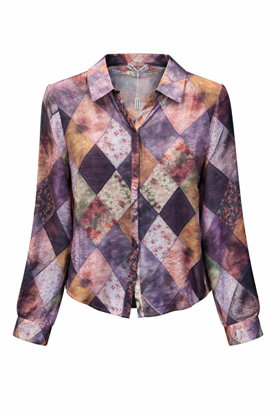 alweshah alahmar Multi Color Artistic Checkered Print Blouse
