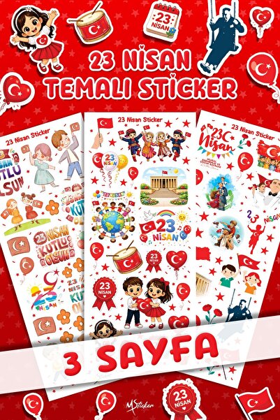 MSticker 23. april Mini set nalepnica 3 strane | Školska aktivnost i naljepni...