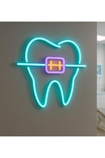 Slasa Braces Tooth Neon Sign 50x51 cm Multicolor LED Light with 6 mm Acrylic ...