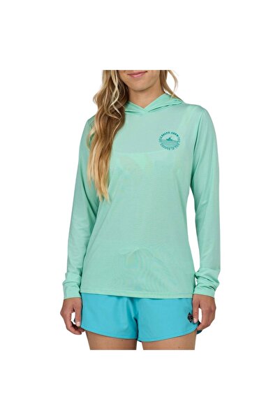 Salty Crew HEATWAVE W Αντηλιακό μπλουζάκι με κουκούλα, χρώμα μέντας, μέγεθος S