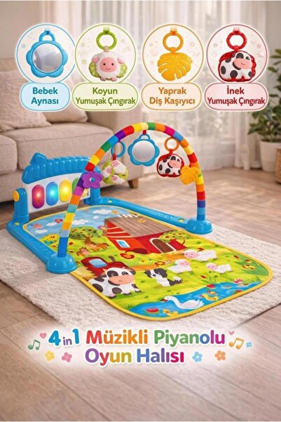 Tıfıl Toys 4'ü 1 Arada Müzikli Işıklı Oyuncaklı Aynalı Piyano Setli Çiftlik T...