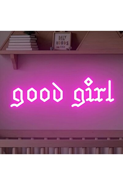 Slasa Good Girl Neon Sign 14x42 cm Pink LED Light with 6mm Acrylic Base, Bedr...