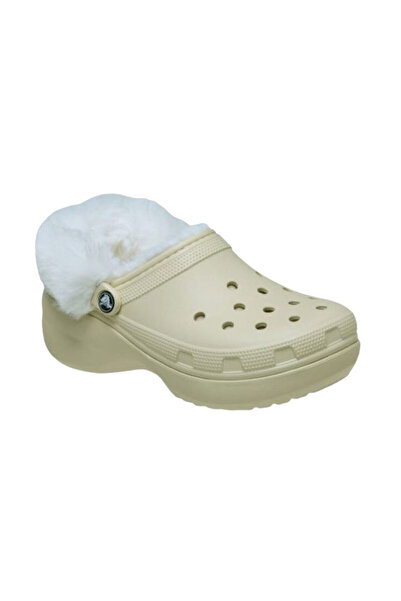Crocs Κλασικά Τσόκαρα Πλατφόρμας με Επένδυση Φαζ, Χρώμα Οστέινο, 41-42