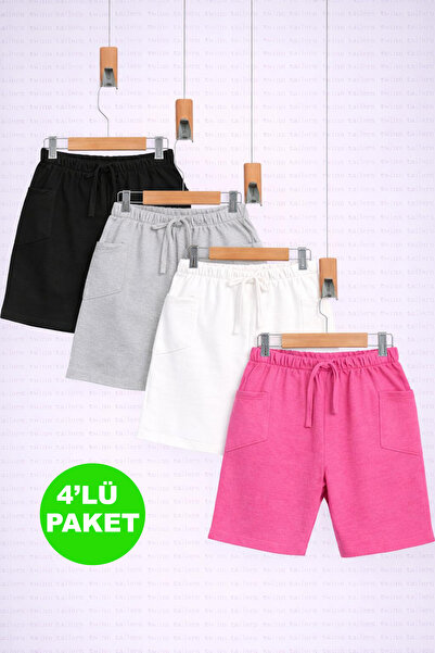 twins tailors Βαμβακερό χτενισμένο βαμβακερό παιδικό σορτς σε μαύρο-λευκό-γκρ...