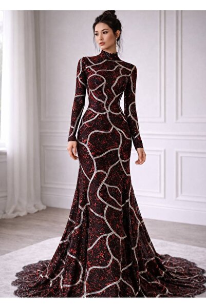 Bunoire Πανί Πρέμιουμ Μπορντό Τούλι με απλικέ Βελούδο και απλικέ με γκλίτερ -...