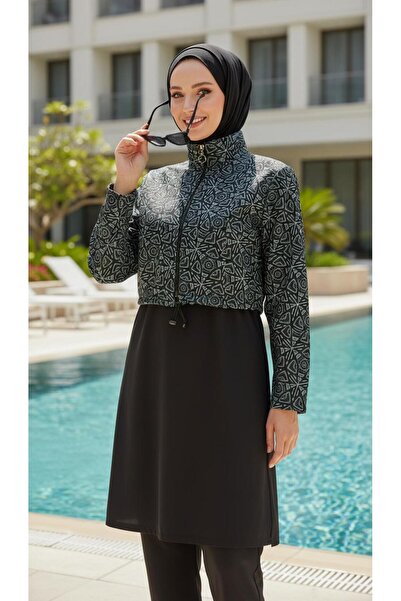 new ats Rimal Ολόσωμο Μαγιό Τεσεττούρ με έθνικ σχέδια, Σετ 4 τεμαχίων με μπονέ