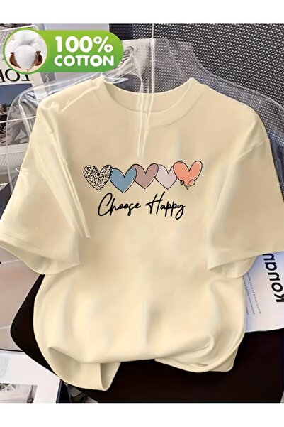 yombaa Printed T-Shirt. Short Sleeve Summer & Spring Casual Top, Women's Clot...