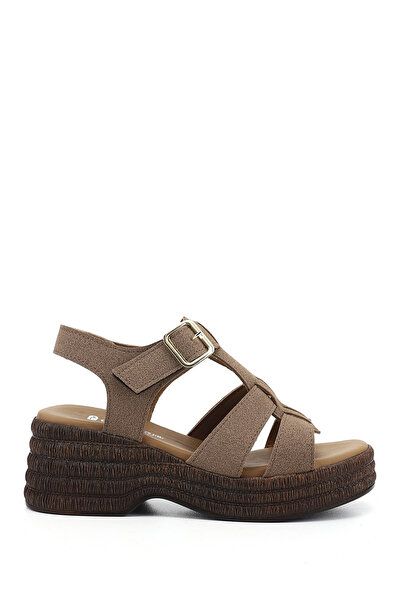 GÖNDERİ(R) Women's Mink Suede Wedge Heel Sandals