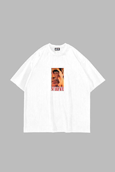 Bak Moda Scarface V2 štampana oversize unisex bela majica