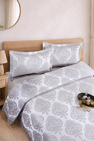 BİRHOME Floransa Jakarlı Fransız Dantelli Modern Çift Kişilik Yatak Örtüsü Takımı 240x250cm