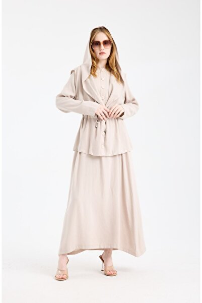 mahira collection Αθλητικό Φόρεμα με Κρεμ Φανελένιο Γιλέκο