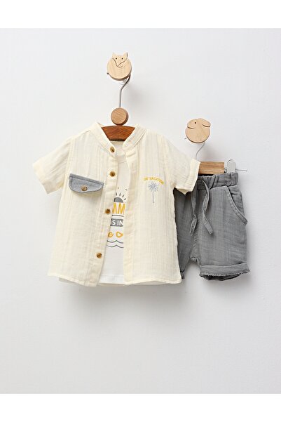 MiniKids Καλοκαιρινό σετ, Στις διακοπές, κρεμ-γκρι μοντέλο