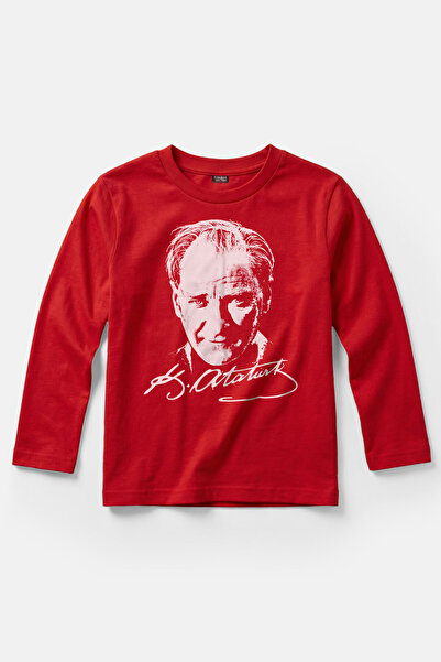 Kendim Seçtim Μακρυμάνικο κόκκινο παιδικό μπλουζάκι με στάμπα Μουσταφά Κεμάλ ...
