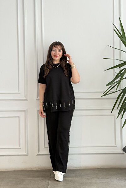 yb yağmur butik Σετ με κοντά μανίκια με λεπτομέρειες από πέτρες και πέρλες στ...