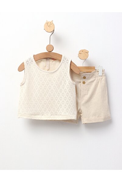 MiniKids Σετ Κροπ Τοπ Λίλι, σε κρεμ απόχρωση