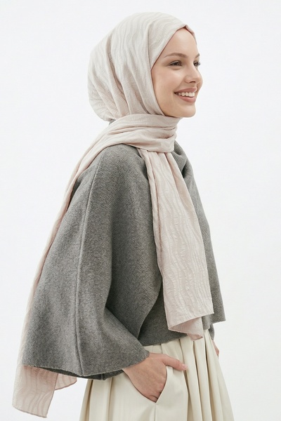InStyle Șal din bumbac jacquard bej cu model valuri