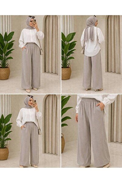 İLGEN FASHİON Elastic Waist Pipe Leg Trousers – Comfortable Fit, Pocketless, ...