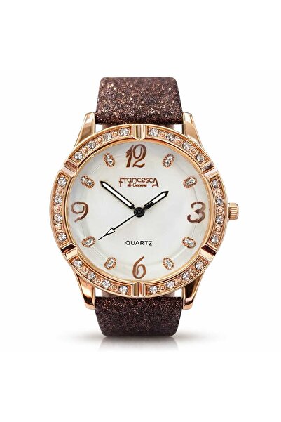 Francesca di Geneva Women's watch, rose gold, brown strap,