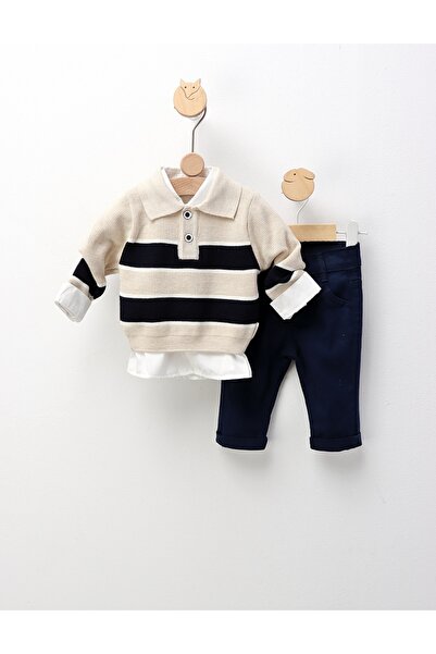 MiniKids Κέβιν κοστούμι πρέμιουμ, κρεμ-σκούρο μπλε