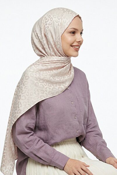 InStyle Șal din bumbac jacquard bej cu model leopard
