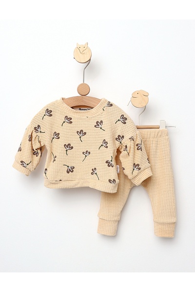 MiniKids Κοστούμι με ανάγλυφα λουλούδια, κρεμ χρώματος