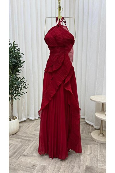 Boutique 219 فستان طويل شيفون أحمر