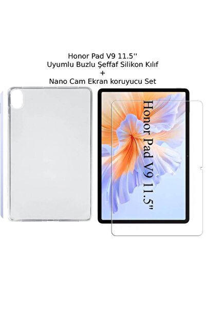 UKSCASE Honor Pad V9 11.5'' Uyumlu Buzlu Şeffaf Silikon Kılıf ve Nano Cam Ekr...