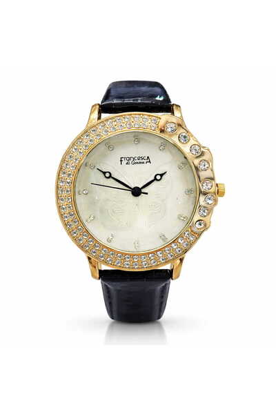 Francesca di Geneva Women's watch, butterfly model, black strap,