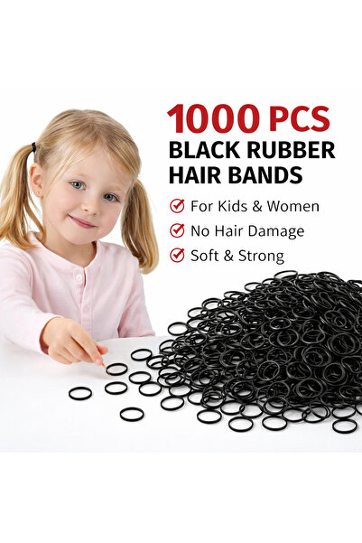 Generic 1000 Pieces Black Mini Hair Bands – Soft Elastic Rubber Hair Ties for...
