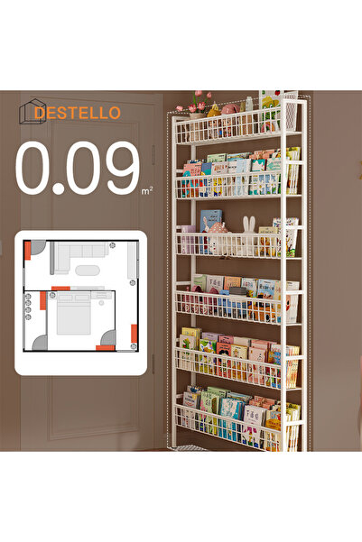 Destello ®   Organizator de perete îngust cu rafturi, multifuncțional, metalic, alb 72 x 11.8 x 188 cm