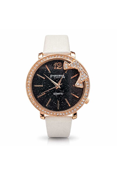 Francesca di Geneva Γυναικείο ρολόι, Ροζ χρυσό, Λευκό λουράκι