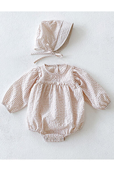 MiniKids Σετ Έβελιν, λευκό και κρεμ καρό