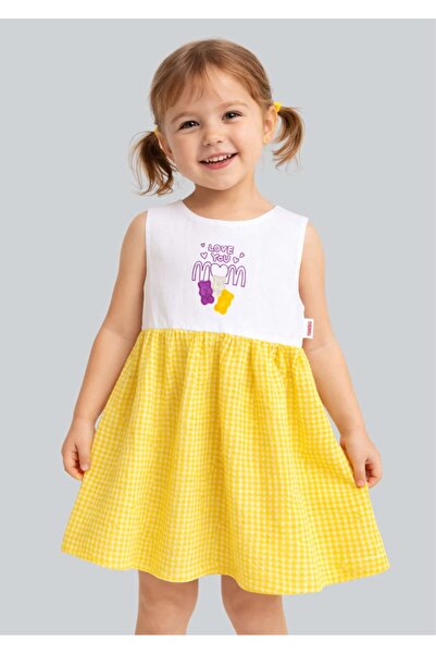 Haribo Κοριτσίστικο ροζ/κίτρινο φόρεμα με στάμπα αρκουδάκι από βαμβάκι για το...