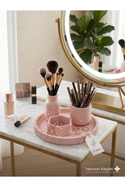 Violet Design Çok Amaçlı Dekoratif Tepsi Seti | Makyaj Takı Organizer Mumluk ...