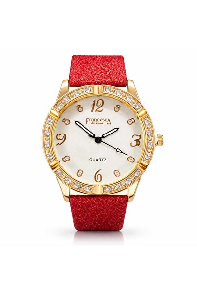 Francesca di Geneva Γυναικείο ρολόι, κόκκινο λουράκι, Φρανσέσκα ντι Ζ'ενεύκα,...