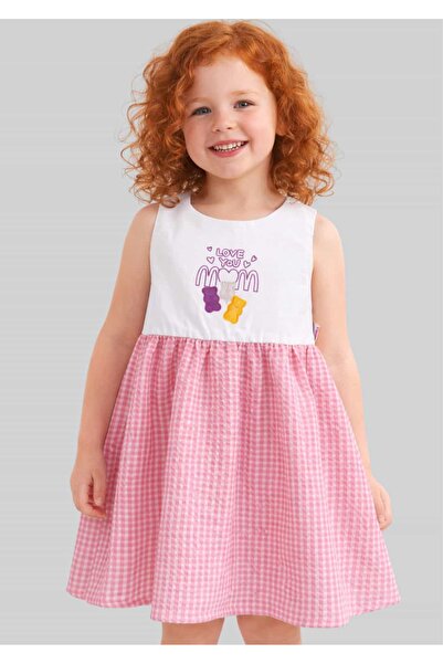 Haribo Κοριτσίστικο ροζ/κίτρινο φόρεμα με στάμπα αρκουδάκι από βαμβάκι για το...