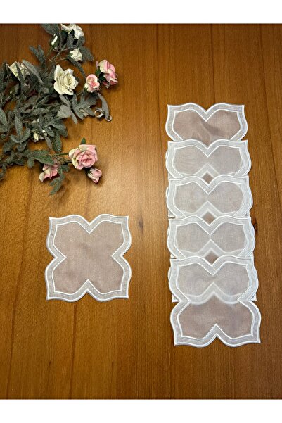 Smiling Home 6 τεμάχια οργάντζα από τούλι με σχέδιο λωτού, κεντημένη σε χρώμα...