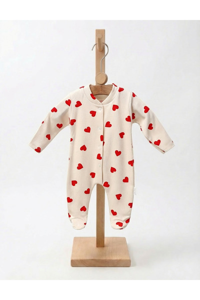 MiniKids Ολόσωμη φόρμα World Of Hearts με μπότες, κρεμ-κόκκινο