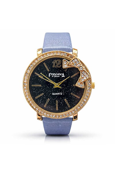 Francesca di Geneva Γυναικείο ρολόι, χρυσό, μπλε λουράκι