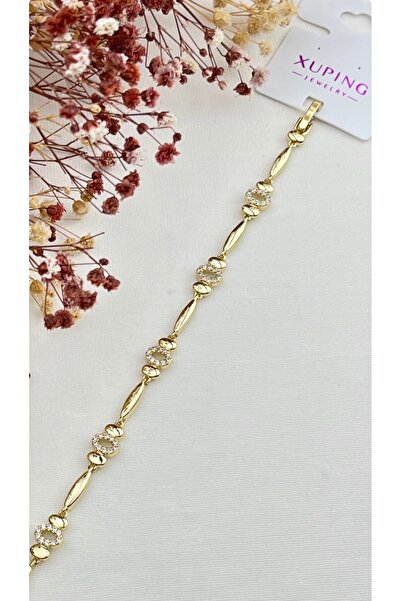XUPING JEWELRY KUYUMCU SERİ 14K RENGİ ZİRKON TAŞLI DAMLA MODEL 17+2CM ÇELİK B...