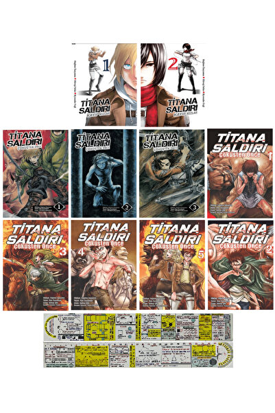 Komik Şeyler Titana Saldırı Kayıp Kızlar 1-2+Çöküşten Önce Roman 3 Kitap+Çökü...