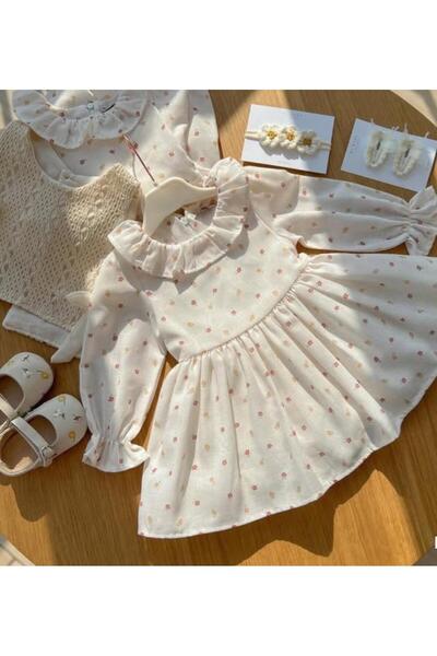 WONDRESS BABY BEBEDROP DANTELLİ YELEK DETAYLI FIRFIR YAKALI KIZ BEBEK ELBİSE