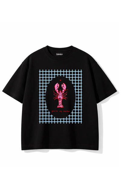 libukes Unisex Black Oversize You'Re My Lobster T-Shirt