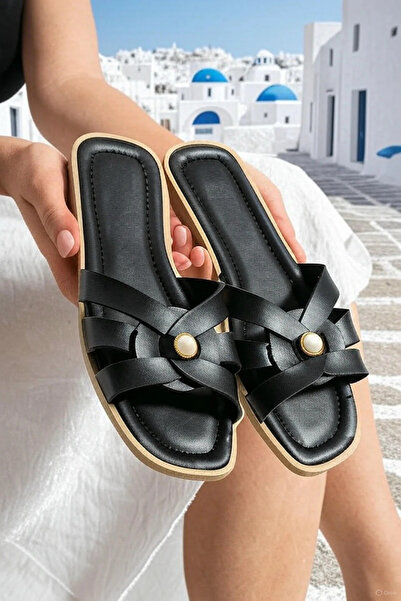 FootFrenzy Mia Women's Cross-Strap Slippers – Casual Stylish Flat Sole Summer...