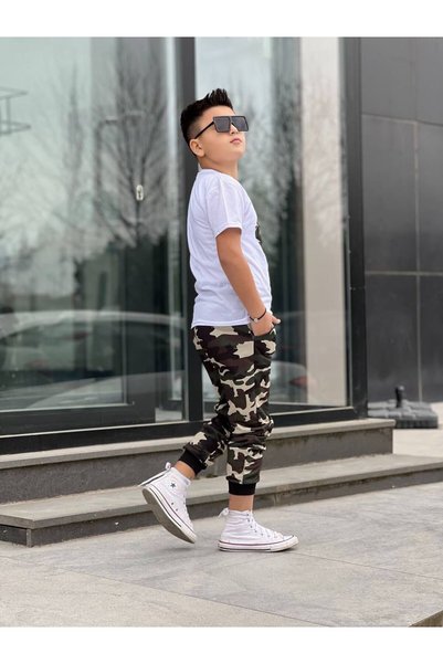 BERFONZO KIDS Erkek çocuk kamuflaj detay Takım