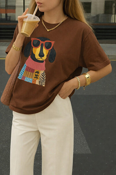 BENROMA Cute Dog Printed T-Shirt Oversize Unisex T-Shirt 1Pv3