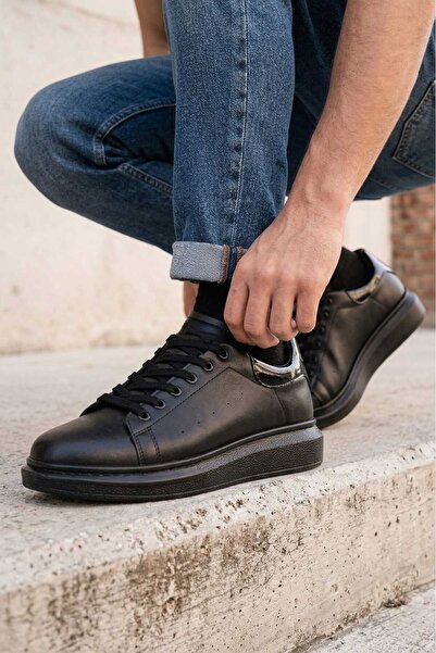 FAYMAZ Men's Black Shoes – Lightweight, Poly Sole, Stitched, Comfortable to Wear