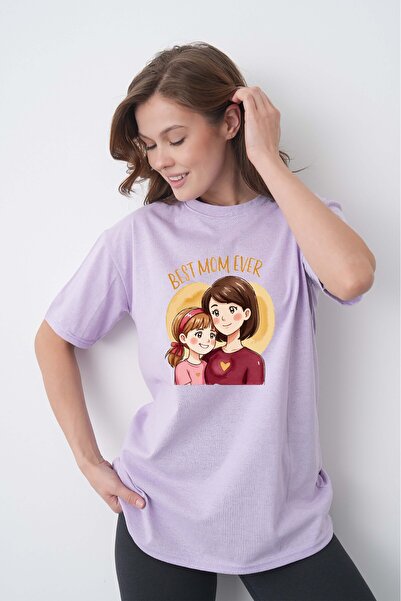 TREND EMMODA Cel mai bun cadou pentru mame Tricou din bumbac liliac cu guler ...