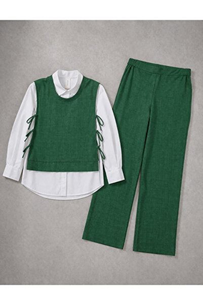 BEYDA Green Two-Piece Set – Vest & Trousers Combination with Tie Detail, Prem...