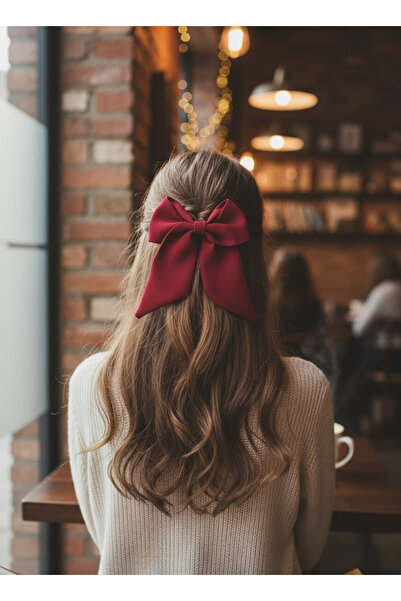 Toka Delisi Γυναικεία αυτόματη αγκράφα με φιόγκο σε χρώμα μπορντό, χειροποίητη